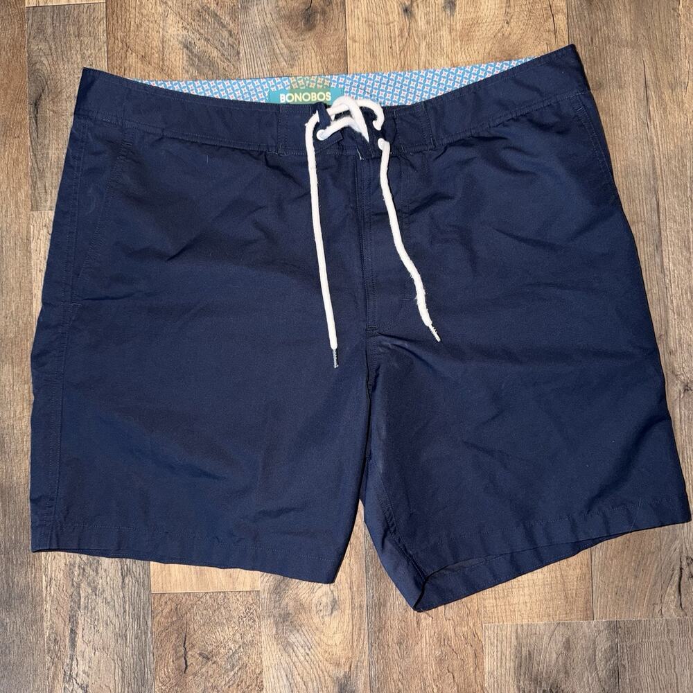 Bonobos Men’s Swim Trunks Size 34 Navy Drawstring Lifeguard Beach Swimwear